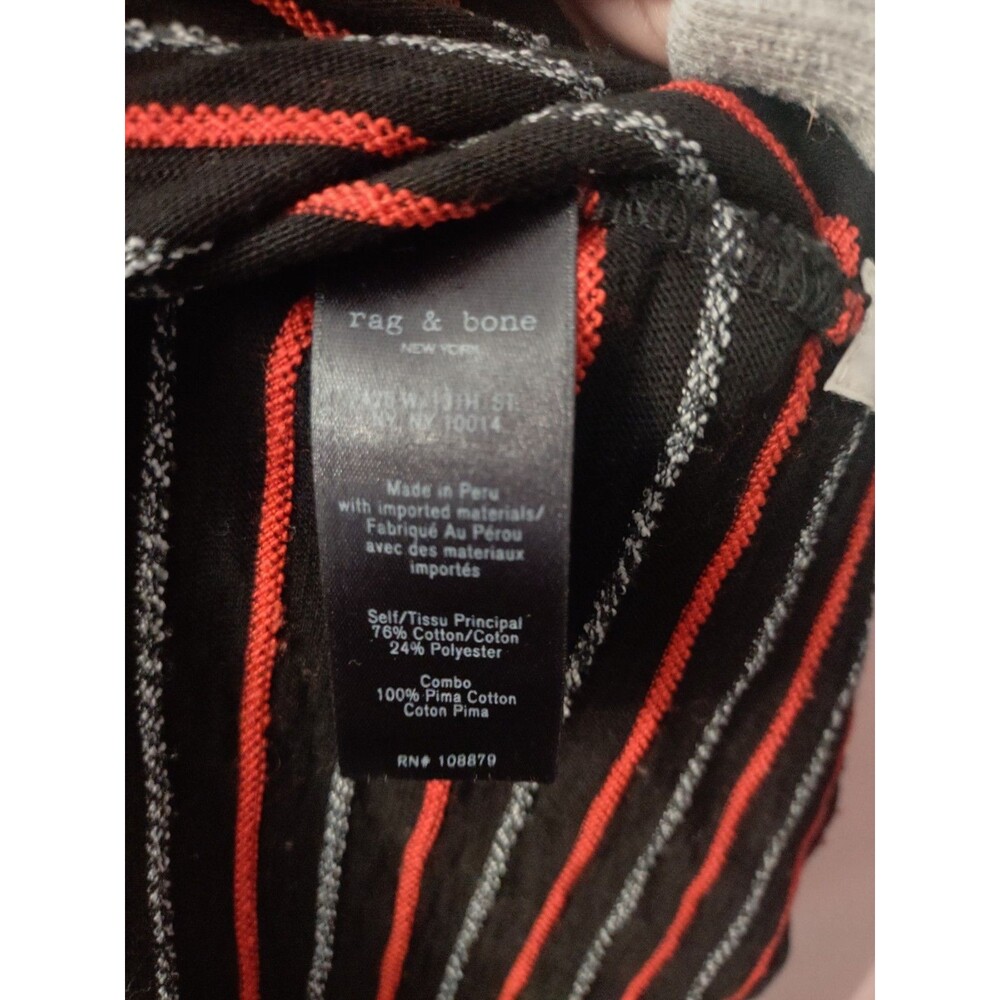 Rag & Bone T Shirt Men's Small Casual Black Red/Grey Striped - Picture 5 of 7